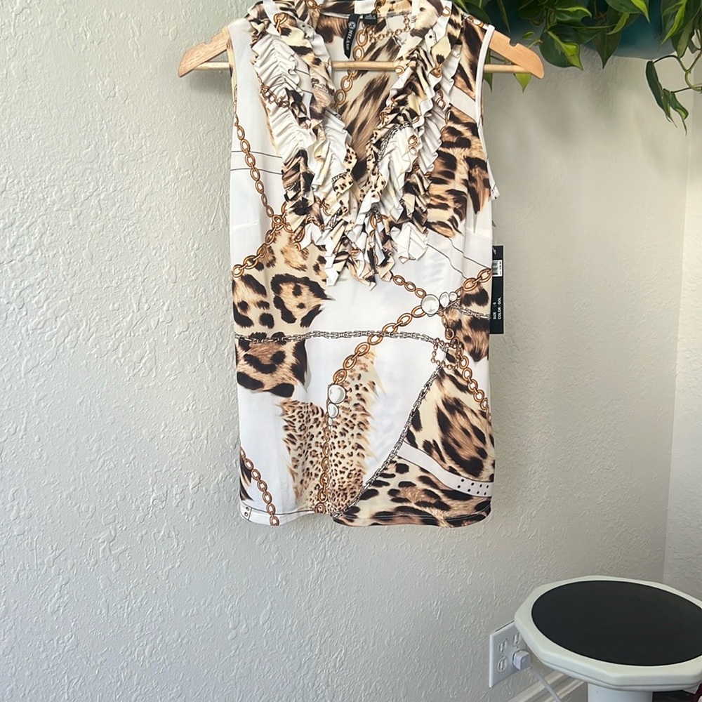 Leopard Print Ruffle Blouse